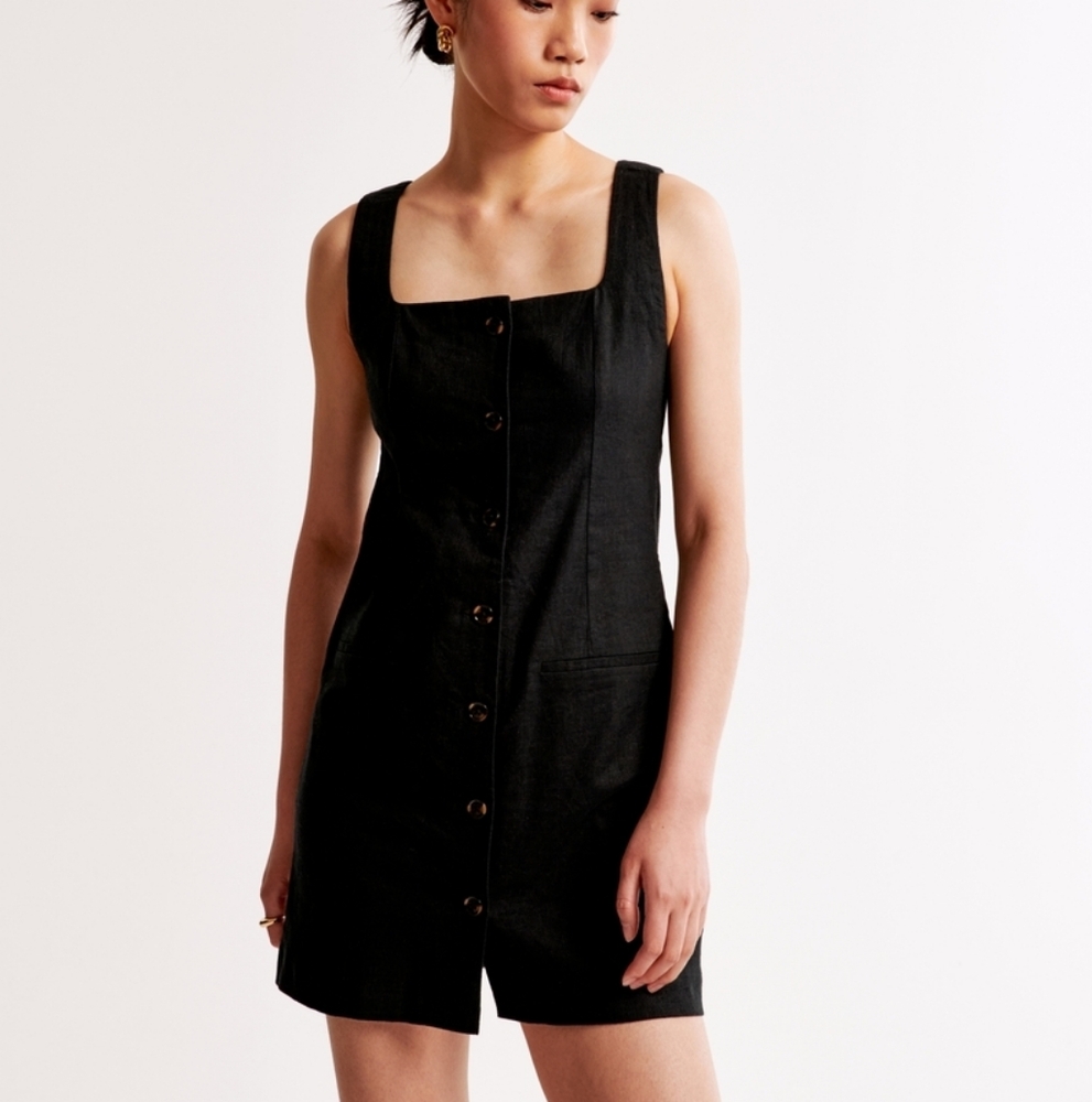 Abercrombie & Fitch Mara Squareneck Linen-Blend Vest Mini Dress